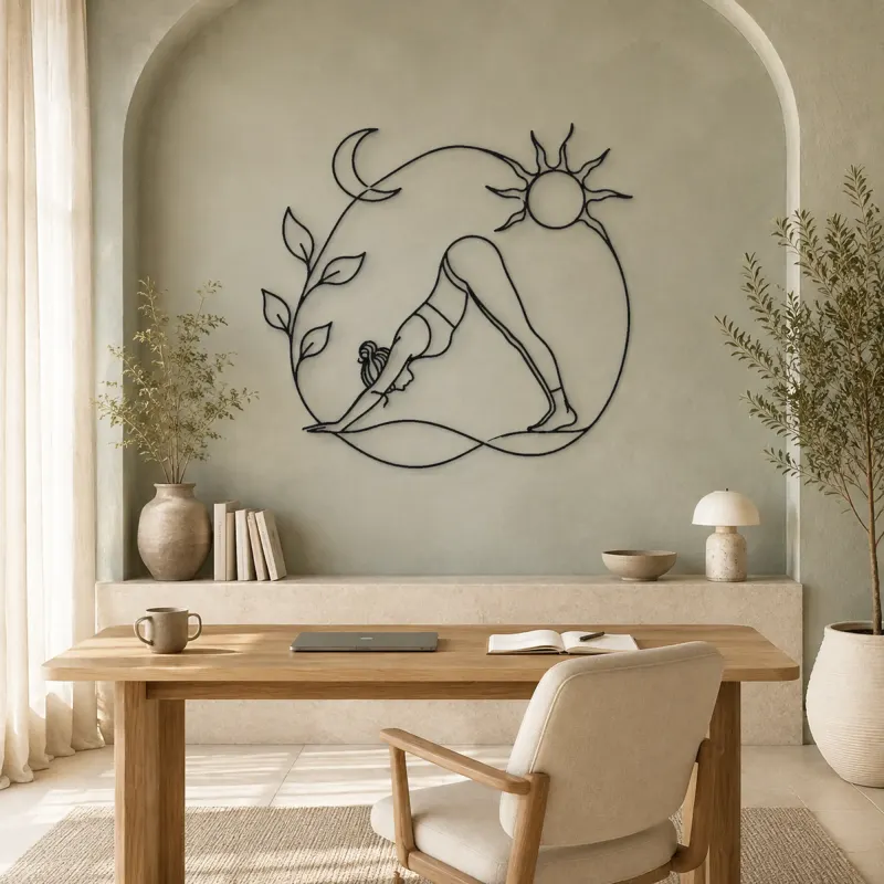 Downward Dog Line Metal Wall Art | Yoga and Meditation Wall Decor - lifestyle view 4