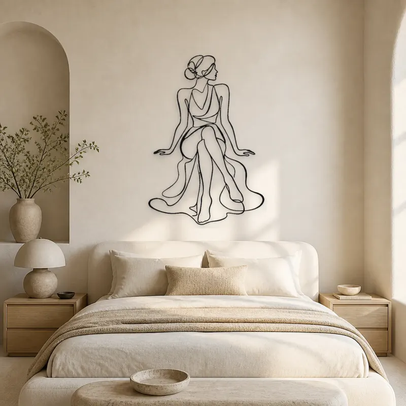Crossed Legs Muse Metal Wall Art | Feminine Figure Wall Decor - lifestyle view 3
