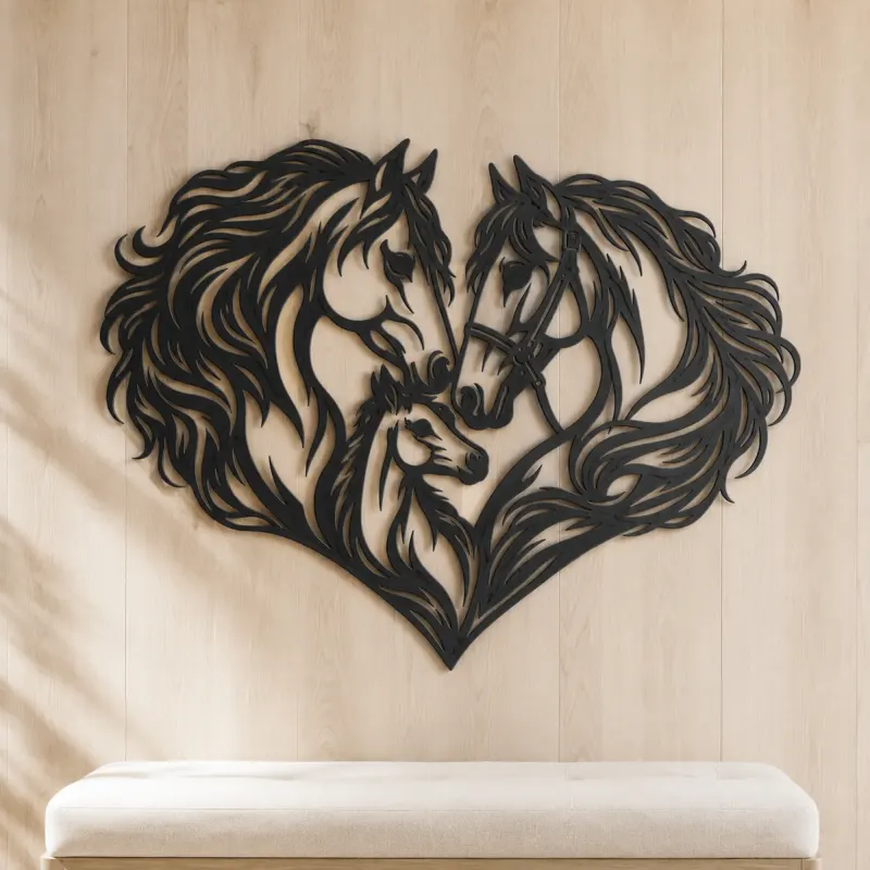Horse Heart Profiles Metal Wall Art | Equestrian Wall Decor - lifestyle view 5