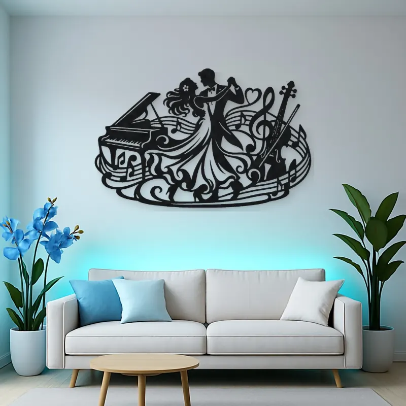 Dancing Couple Music Metal Wall Art | Romantic Couple Decor