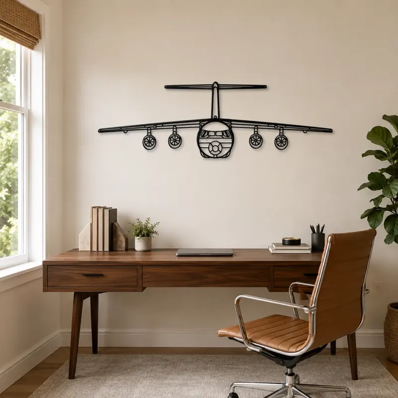 BAe 146 Airplane Silhouette Metal Wall Art, Metal Aircraft Silhouette, Aviation Wall Decor, Aviator Decor - lifestyle view 4