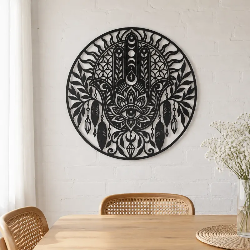Protection Hand Metal Wall Art | Spiritual Boho Metal Decor - lifestyle view 4