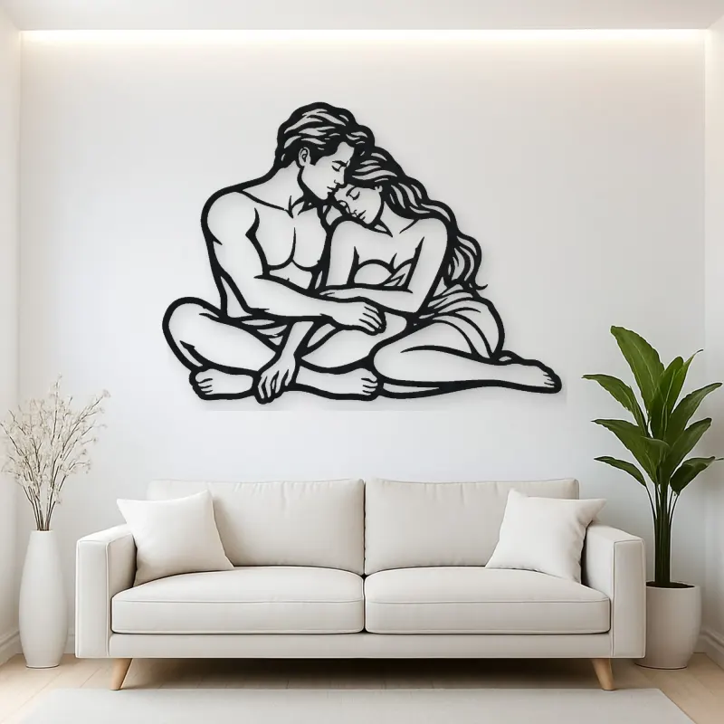 Quiet Night Cuddle Metal Wall Art | Romantic Couple Decor