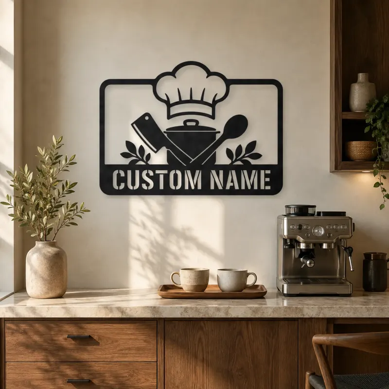 Personalized Chef Kitchen Metal Wall Art with Cooking Tools - lifestyle view 4