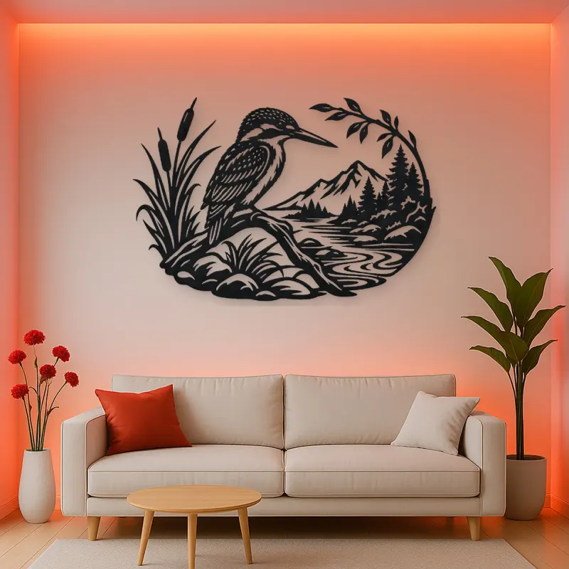 Kingfisher River Metal Wall Art | Wildlife Silhouette Decor