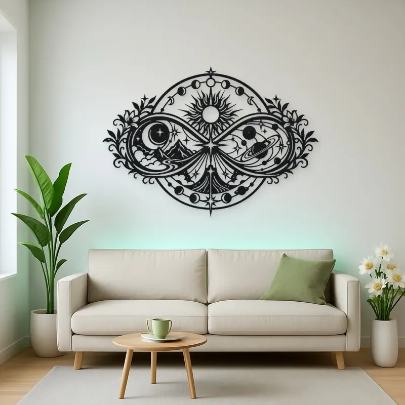 Infinite Celestial Loop Metal Wall Art | Celestial Boho Wall Decor
