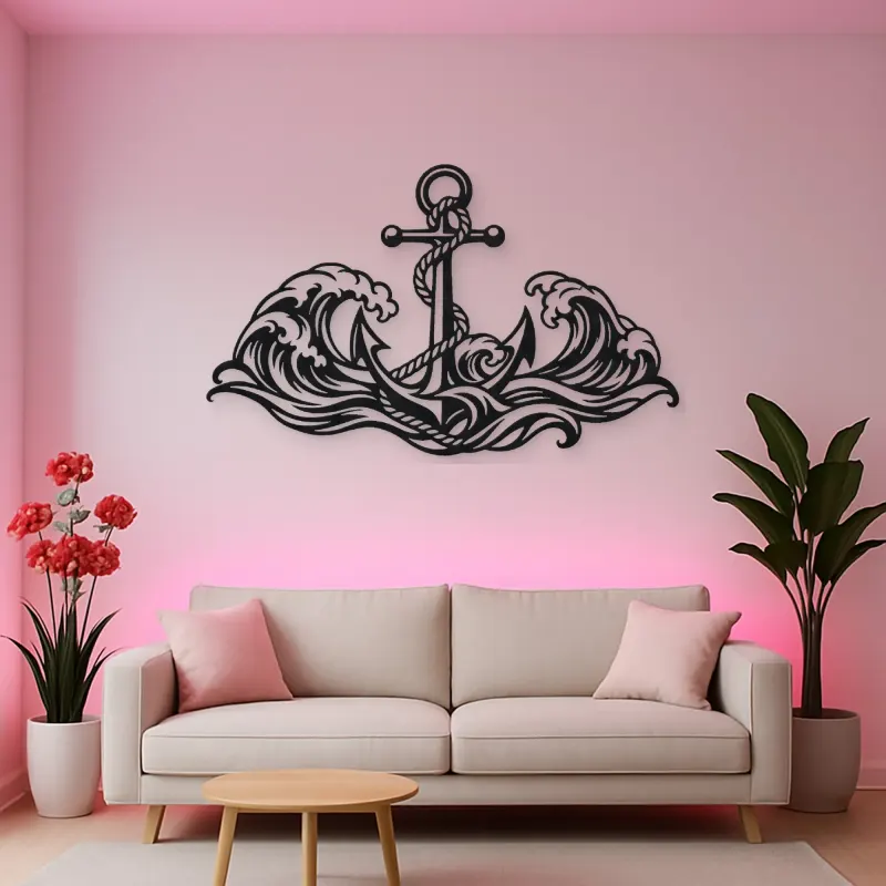 Anchor and Waves Metal Wall Art | Coastal and Nautical Wall Decor
