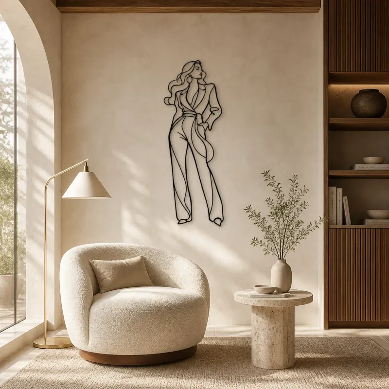 Fitted Jumpsuit Model Metal Wall Art | Fashion Figure Wall Decor - lifestyle view 5