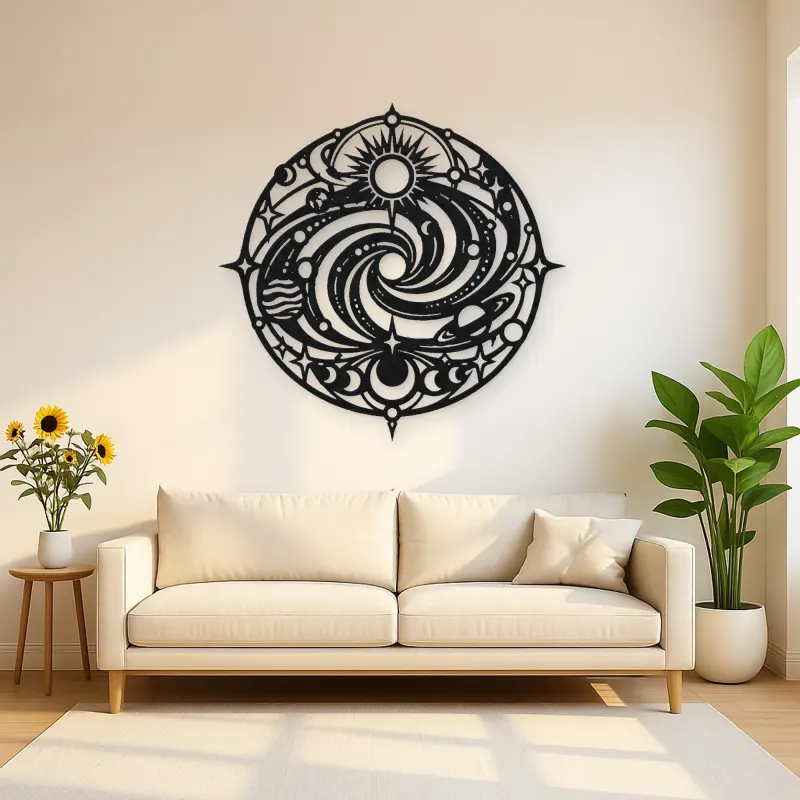Galaxy Spiral Emblem Metal Wall Art | Celestial Boho Wall Decor