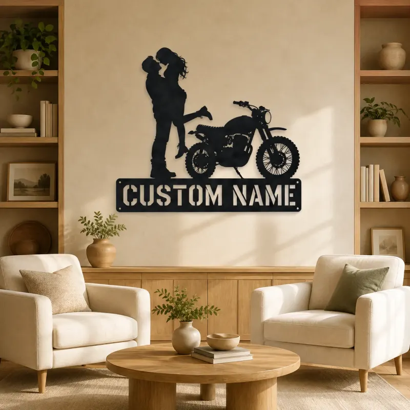 Personalized Dirt Bike Lifted Couple Metal Wall Art - lifestyle view 4
