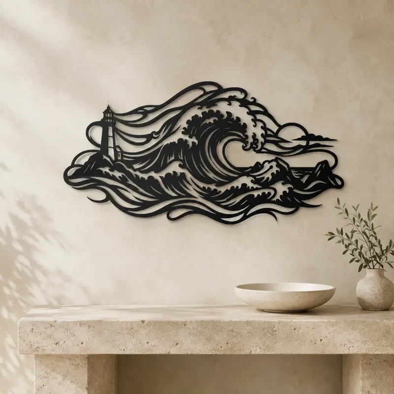 Storm Wave Crest Metal Wall Art | Coastal and Nautical Wall Decor - lifestyle view 3