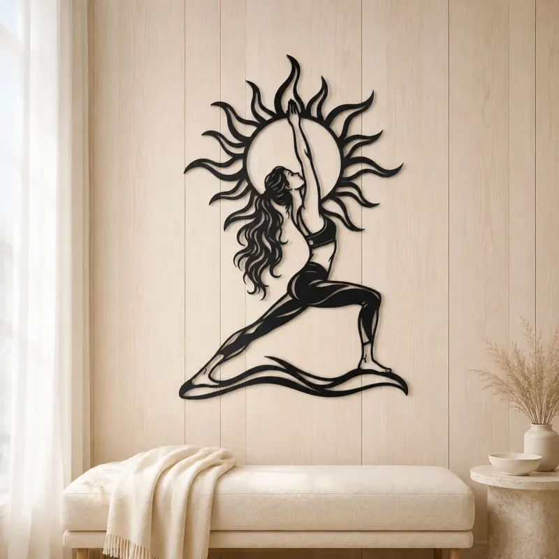 Sun Salutation Metal Wall Art | Movement Silhouette Decor - lifestyle view 5