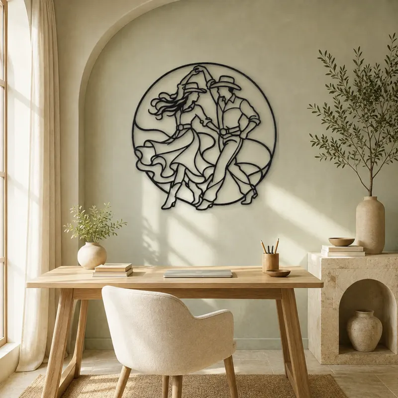 Country Line Dance Metal Wall Art | Couple Dance Wall Decor - lifestyle view 4