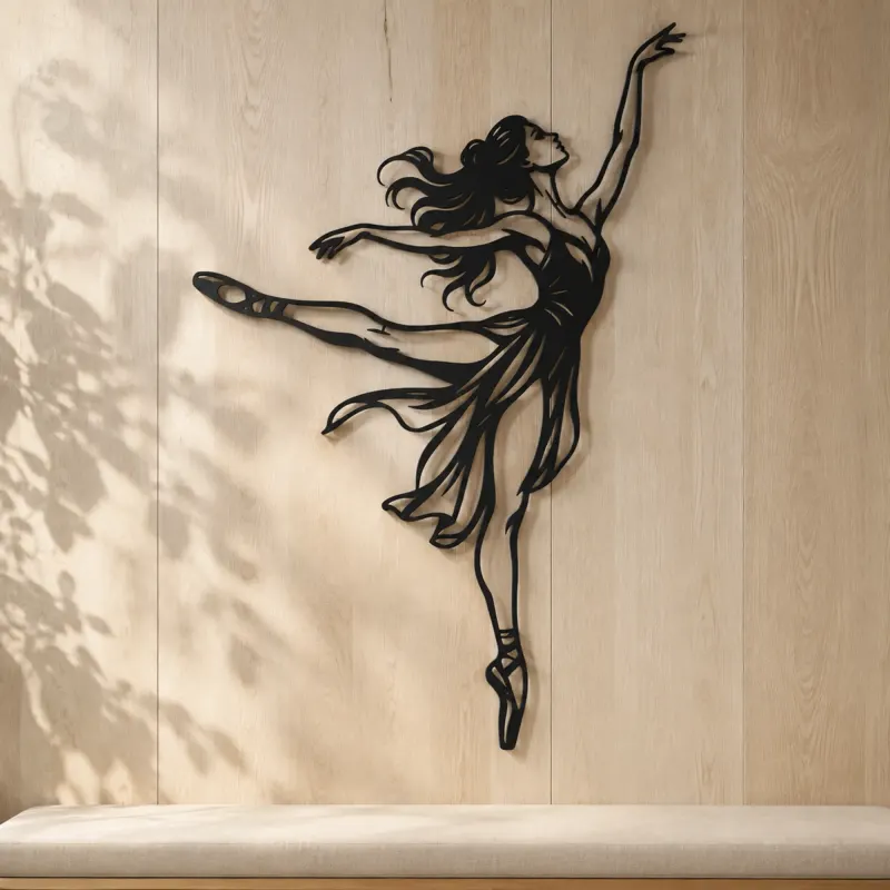 Graceful Arabesque Metal Wall Art | Movement Silhouette Decor - lifestyle view 5
