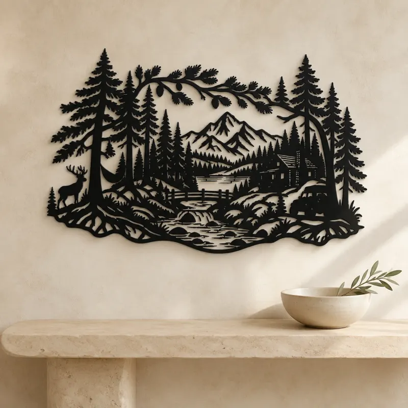 Whispering Pine Forest Metal Wall Art | Nature Silhouette Decor - lifestyle view 3