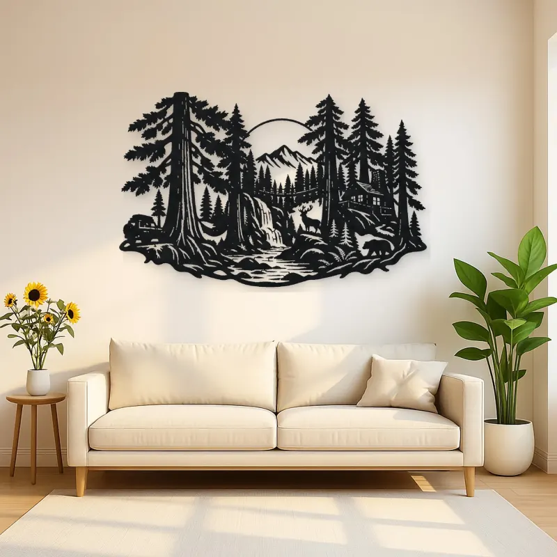 Redwood Canopy Metal Wall Art | Nature Silhouette Decor