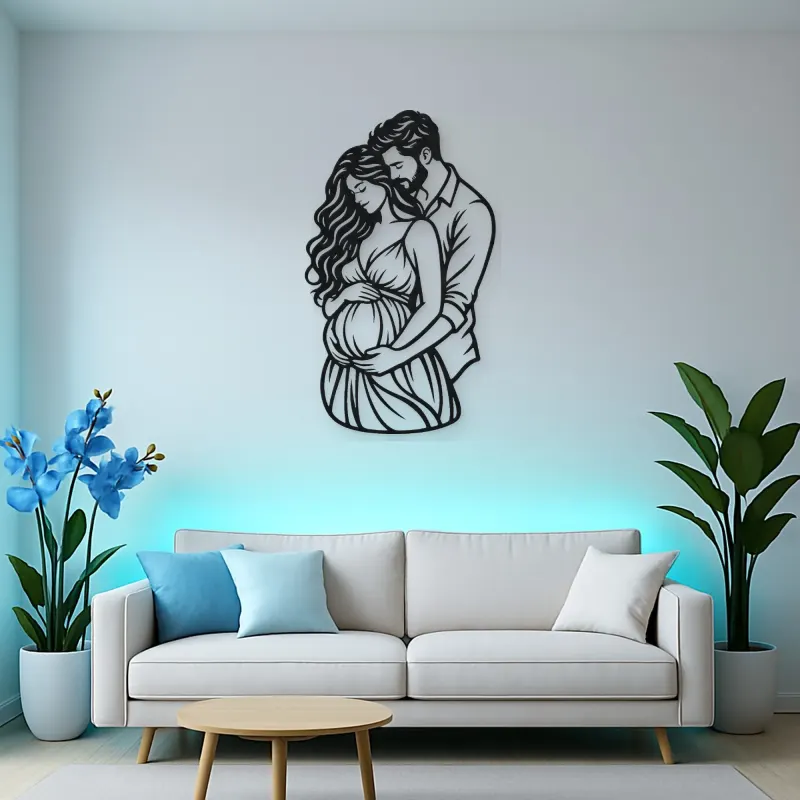 Expecting Parents Metal Wall Art | Family Silhouette Decor