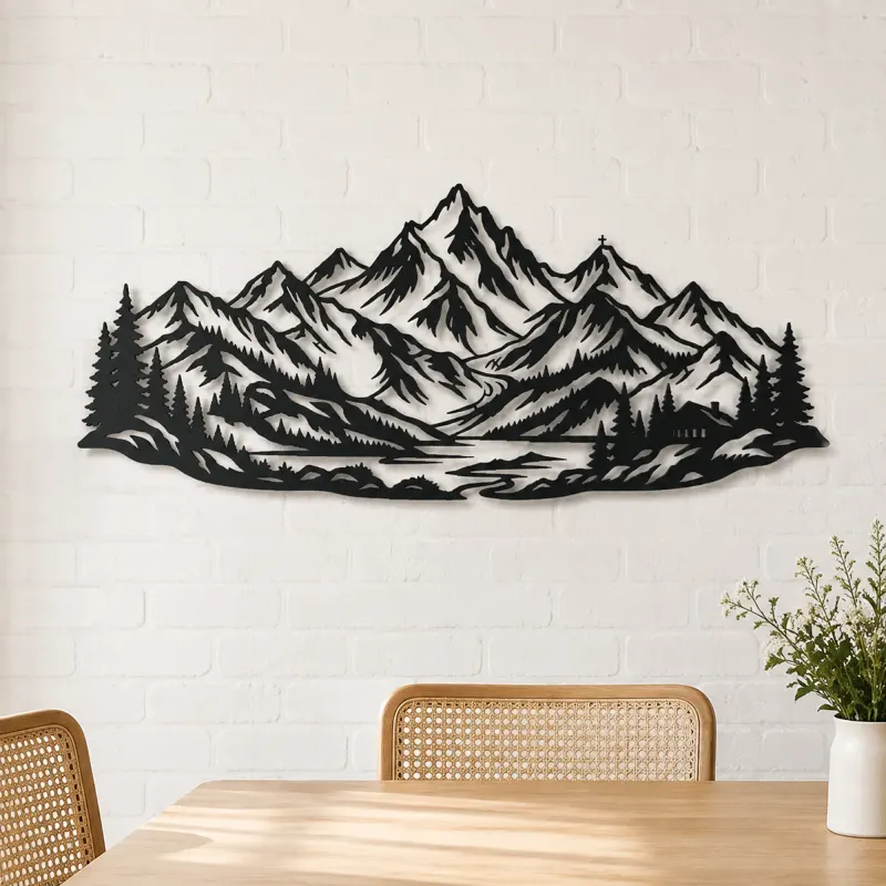 Alpine Crown Metal Wall Art | Nature Silhouette Decor - lifestyle view 4