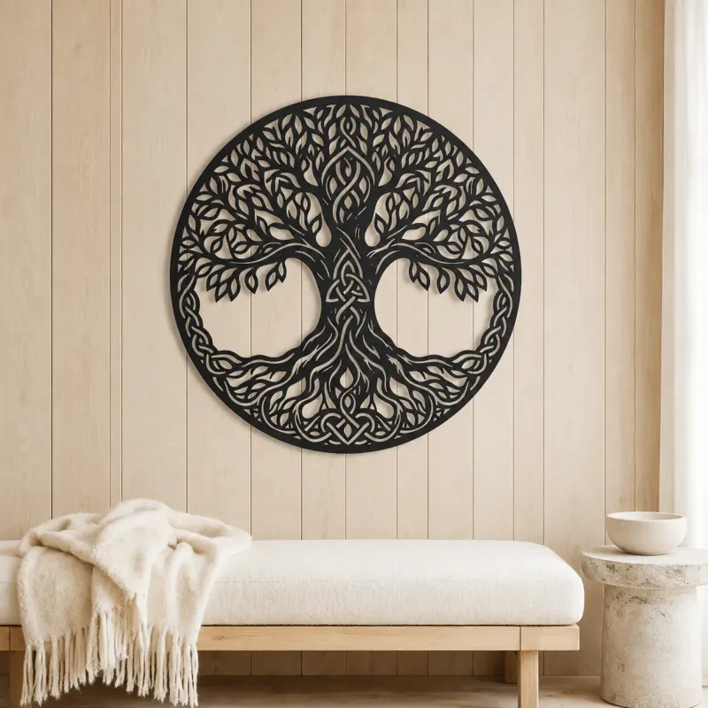 Celtic Roots Tree Metal Wall Art | Botanical Metal Wall Decor - lifestyle view 5