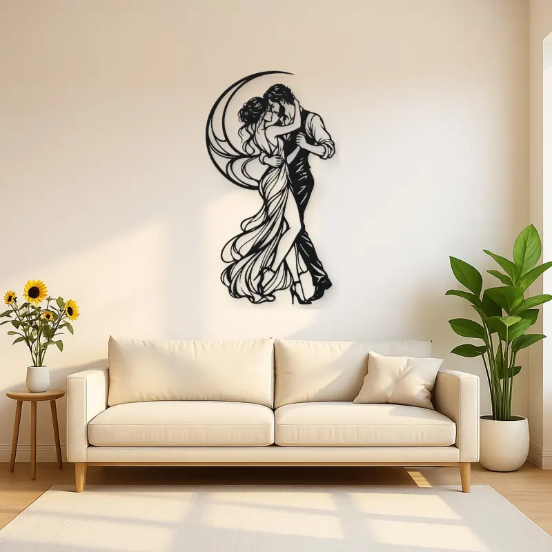 Moonlit Slow Dance Metal Wall Art | Movement Silhouette Decor