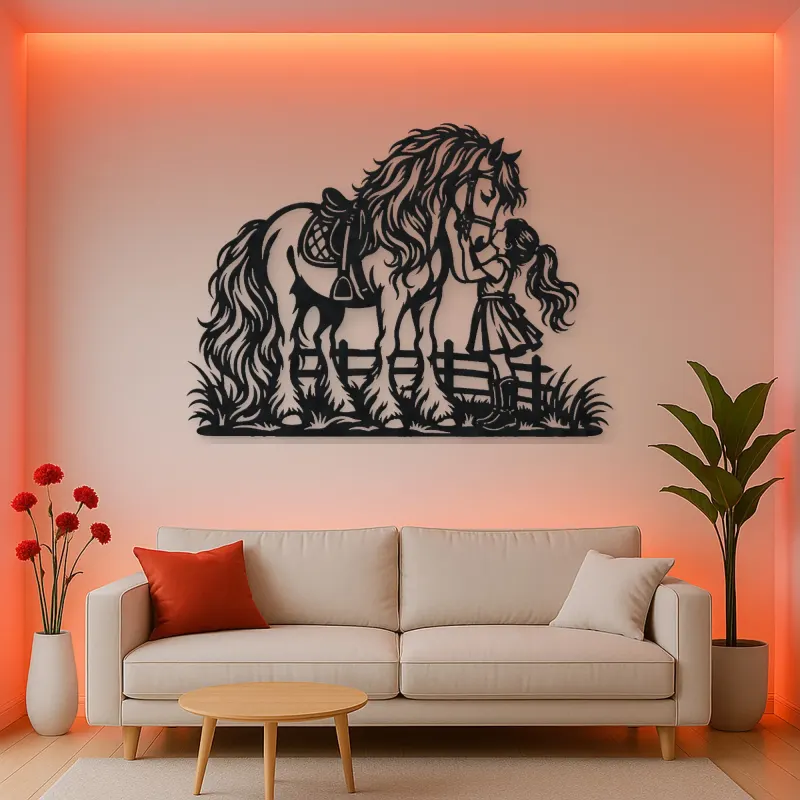 Pony and Child Metal Wall Art | Equestrian Wall Decor