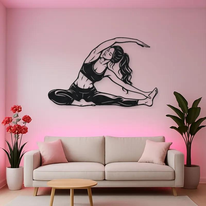 Seated Side Stretch Metal Wall Art | Movement Silhouette Decor