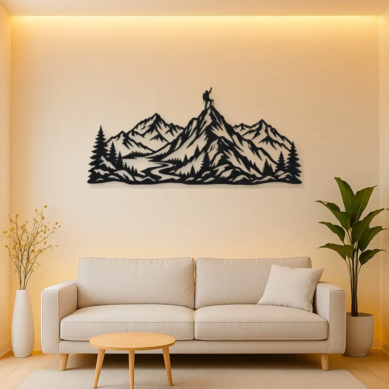 Climber Summit Moment Metal Wall Art | Nature Silhouette Decor