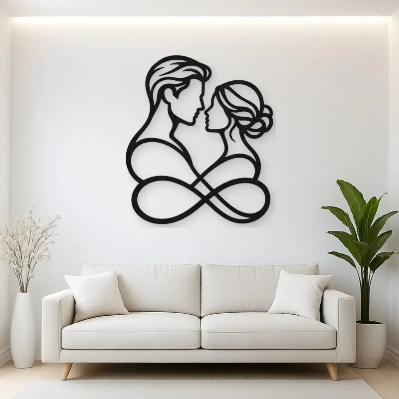 Intertwined Profiles Metal Wall Art | Romantic Couple Decor