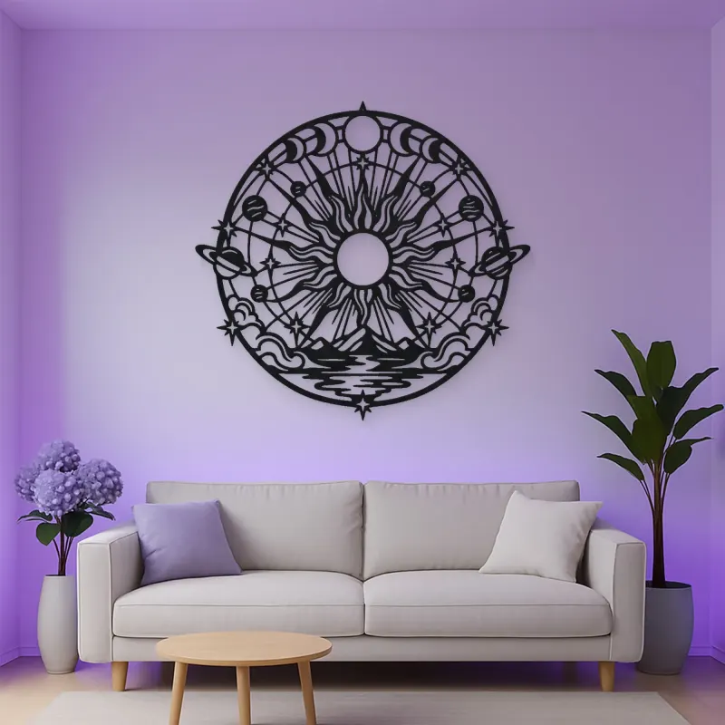 Radiant Sunburst Metal Wall Art | Celestial Boho Wall Decor