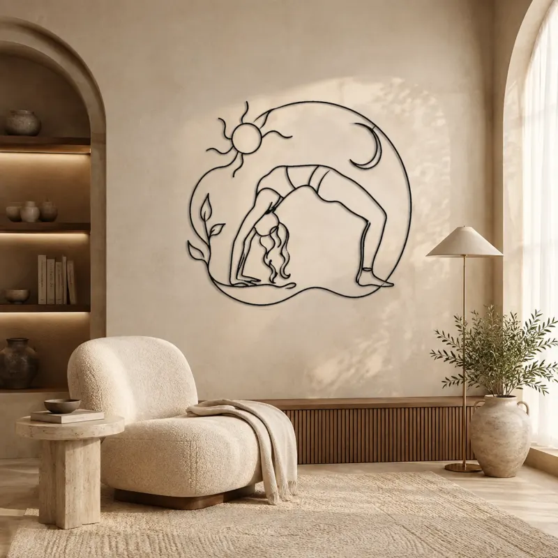 Bridge Pose Arc Metal Wall Art | Yoga and Meditation Wall Decor - lifestyle view 5