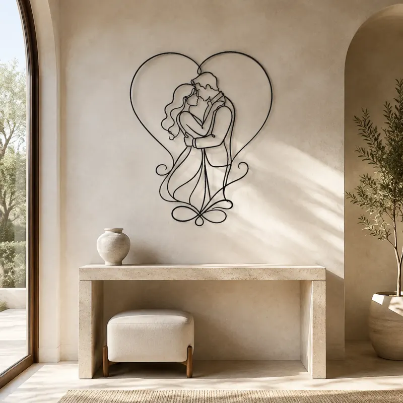 Heart Frame Lovers Metal Wall Art | Romantic Couple Decor - lifestyle view 3