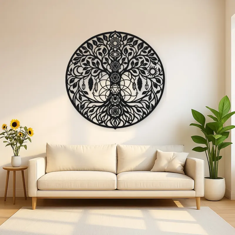 Seven Chakra Tree Metal Wall Art | Botanical Metal Wall Decor