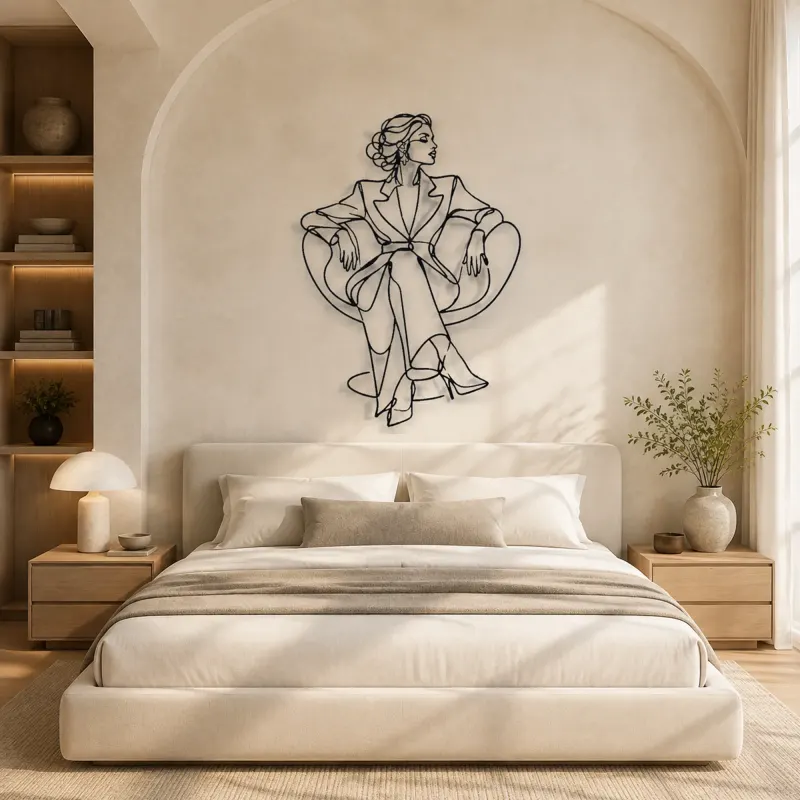 Seated Couture Pose Metal Wall Art | Fashion Figure Wall Decor - lifestyle view 2
