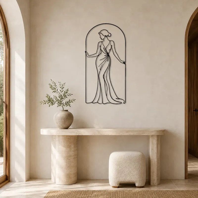 Elegant Arch Silhouette Metal Wall Art | Fashion Figure Wall Decor - lifestyle view 3