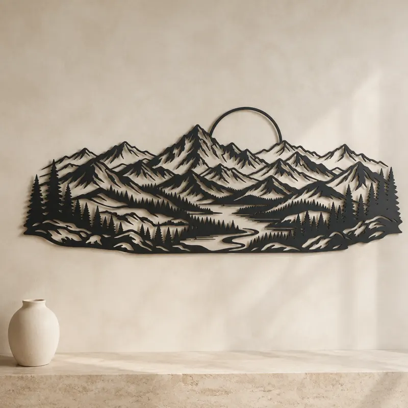 Endless Mountain Horizon Metal Wall Art | Nature Silhouette Decor - lifestyle view 3