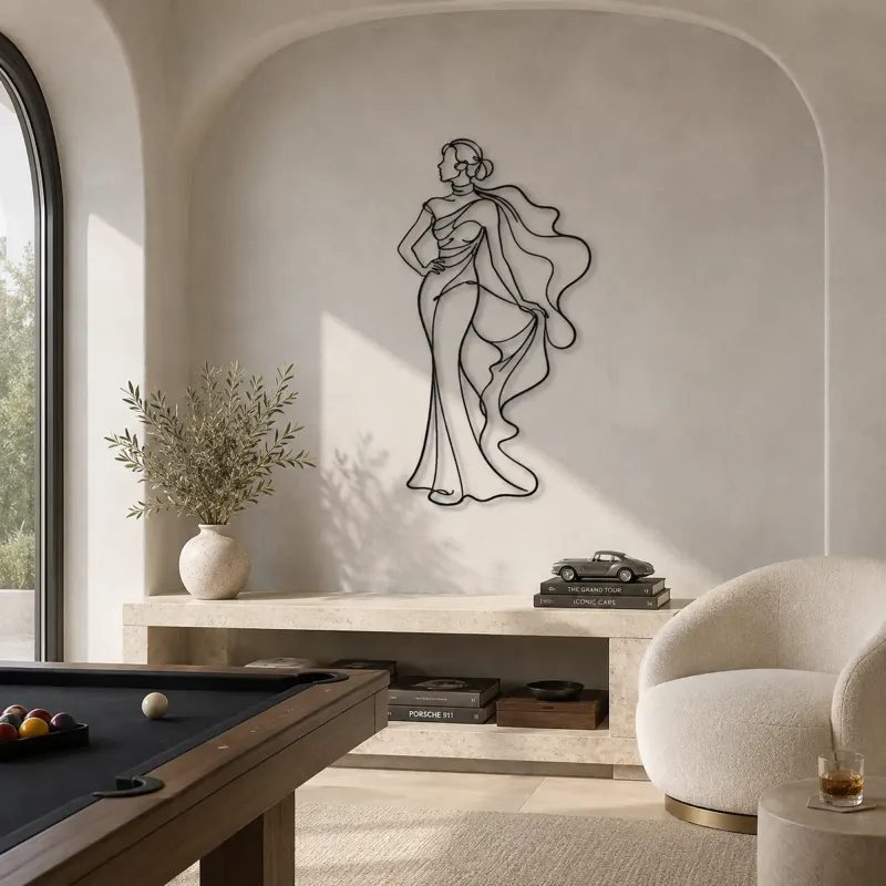 Flowing Scarf Profile Metal Wall Art | Fashion Figure Wall Decor - lifestyle view 4
