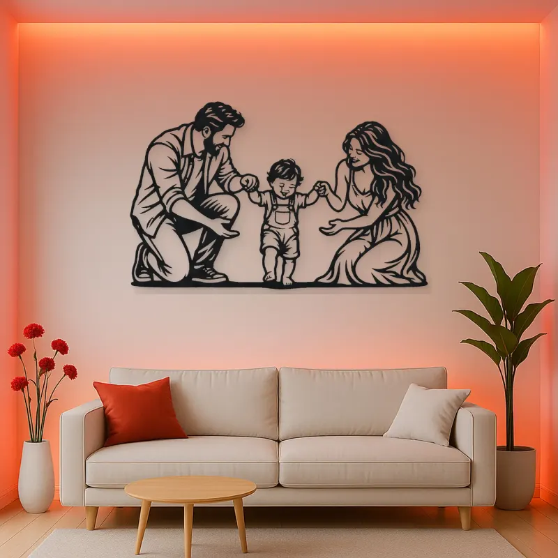 Baby First Steps Metal Wall Art | Family Silhouette Decor