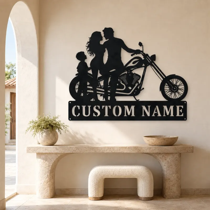 Personalized Chopper Family of Three Metal Wall Art - lifestyle view 3