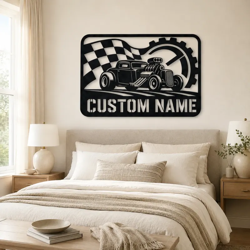 Personalized Hot Rod Racing Metal Wall Art - lifestyle view 2