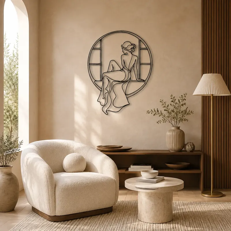 Quiet Window Muse Metal Wall Art | Feminine Figure Wall Decor - lifestyle view 5