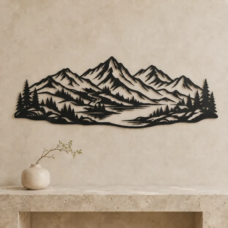 Soft Scandinavian Peaks Metal Wall Art | Modern Abstract Metal Decor - lifestyle view 3