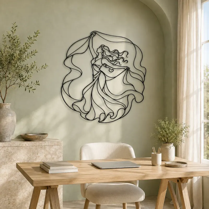 Oriental Dance Veil Metal Wall Art | Dance Silhouette Wall Decor - lifestyle view 4