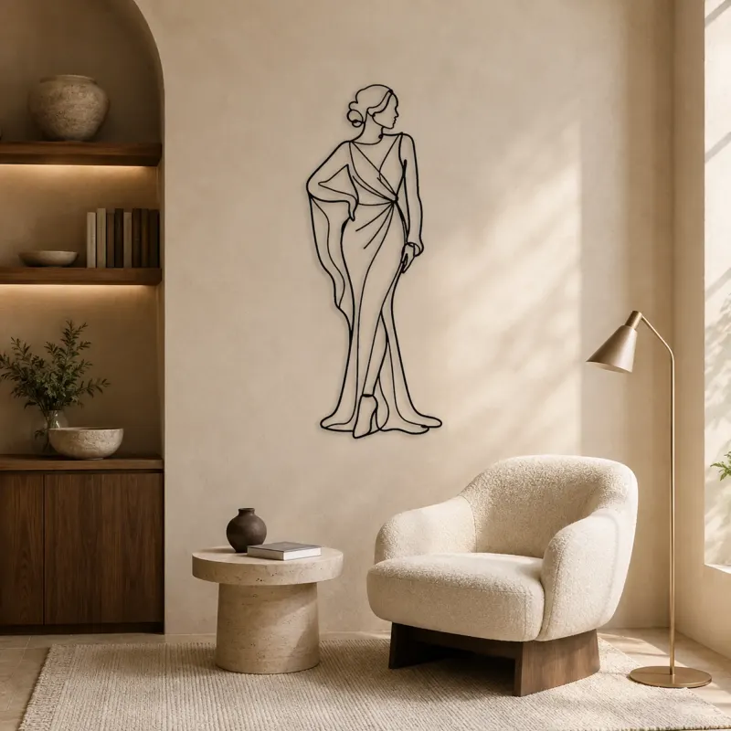 Draped Sleeve Pose Metal Wall Art | Fashion Figure Wall Decor - lifestyle view 5