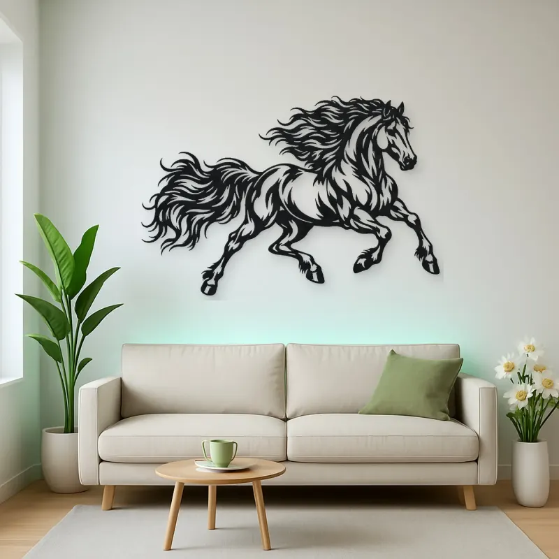 Running Stallion Metal Wall Art | Equestrian Wall Decor