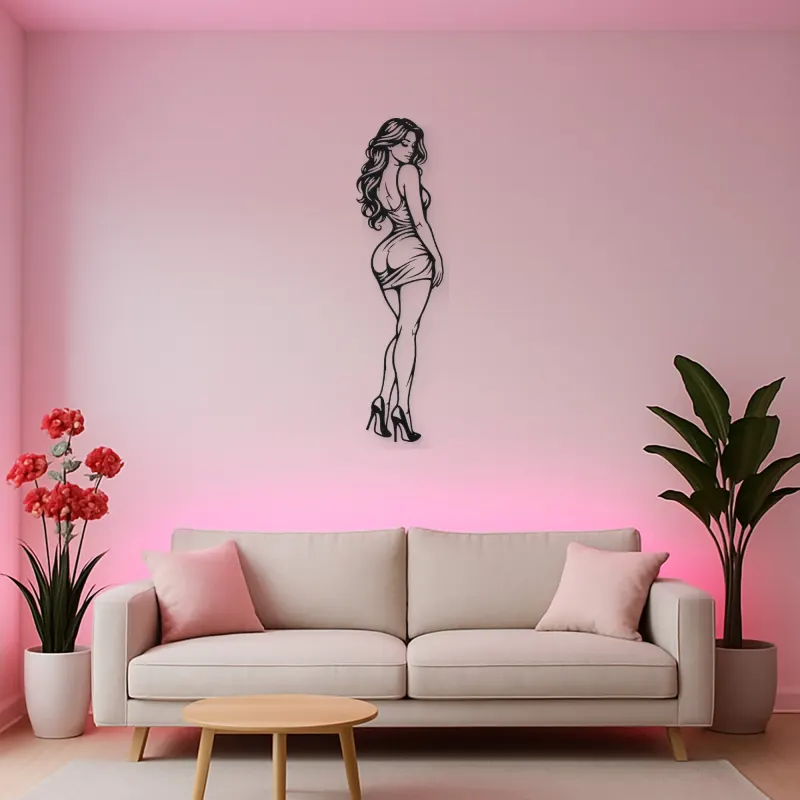 Body Line Twist Metal Wall Art | Minimalist Woman Line Art