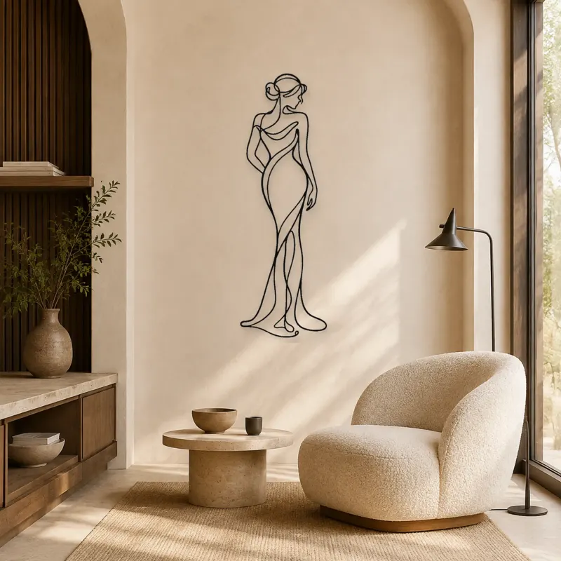Standing Contrapposto Metal Wall Art | Feminine Figure Wall Decor - lifestyle view 5