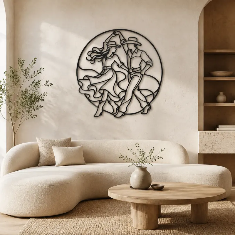 Country Line Dance Metal Wall Art | Couple Dance Wall Decor - lifestyle view 3