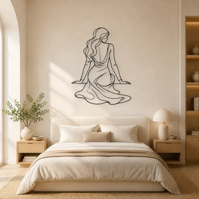 Seated Back Muse Metal Wall Art | Feminine Figure Wall Decor - lifestyle view 2