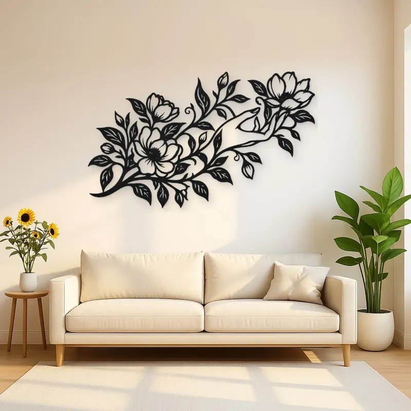Botanical Woman Hand Metal Wall Art | Minimalist Woman Line Art