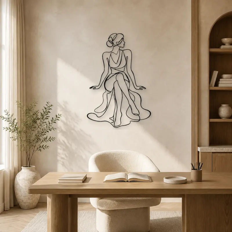 Crossed Legs Muse Metal Wall Art | Feminine Figure Wall Decor - lifestyle view 5